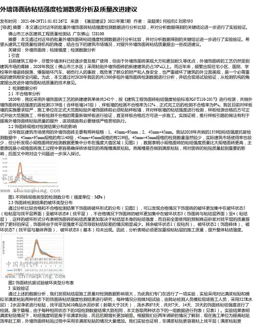 外墙饰面砖粘结强度检测数据分析及质量改进建议