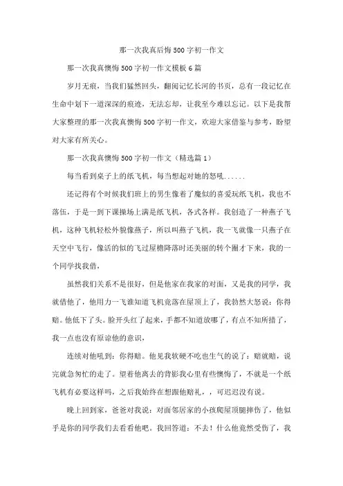那一次我真后悔500字初一作文[001]
