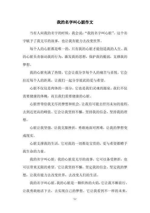 我的名字叫心脏作文