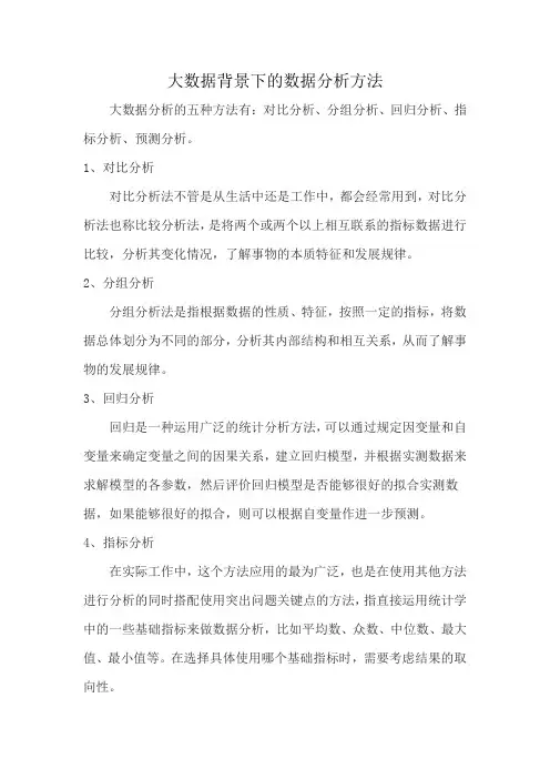 大数据背景下的数据分析方法