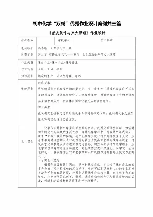 初中化学“双减”优秀作业设计案例共三篇