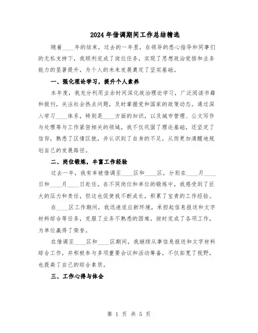 2024年借调期间工作总结精选（3篇）