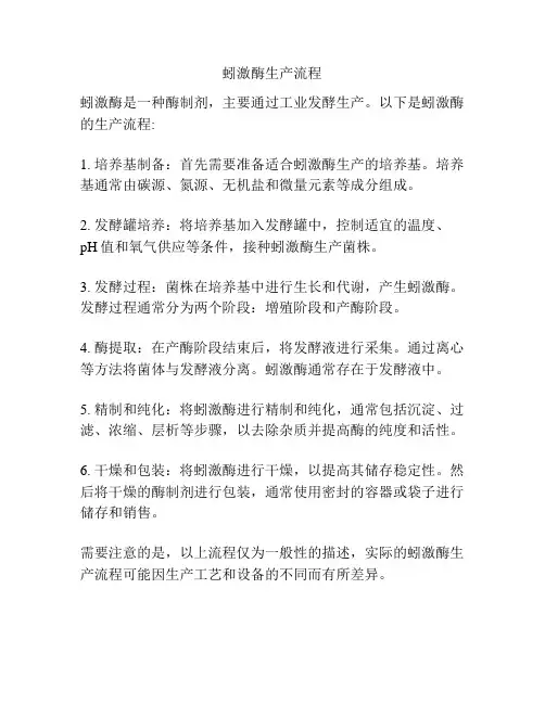 蚓激酶生产流程