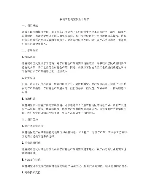 我的农村淘宝创业计划书