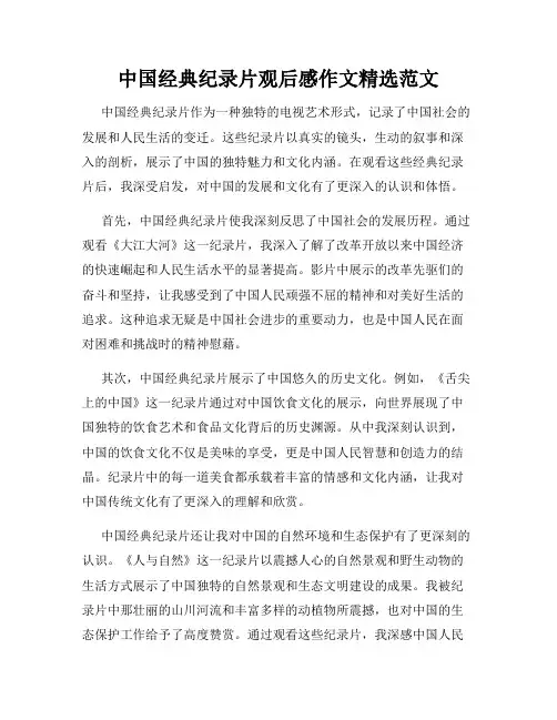 中国经典纪录片观后感作文精选范文