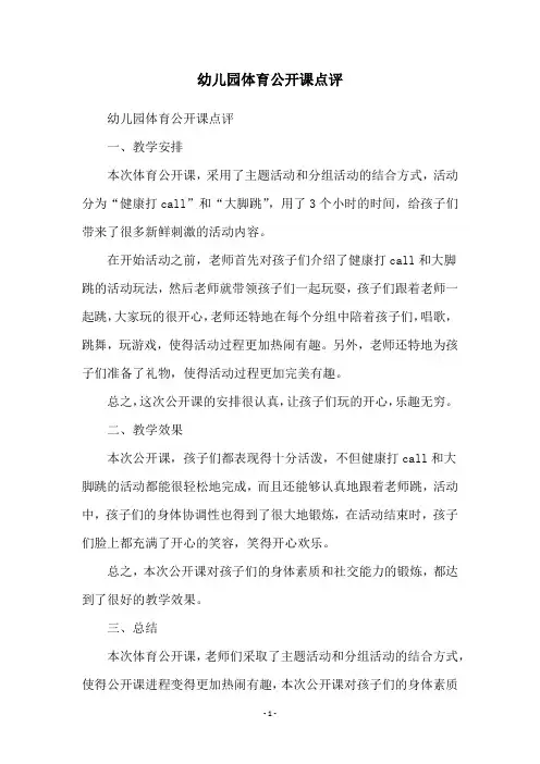 幼儿园体育公开课点评