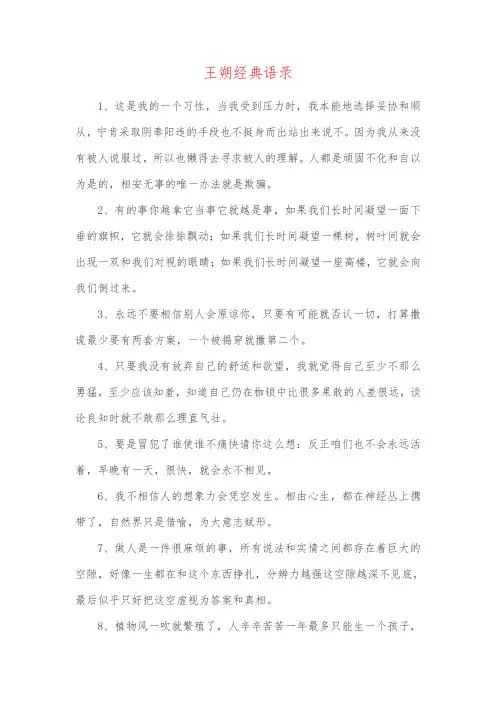 王朔经典语录