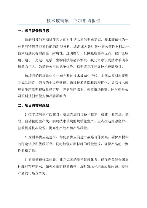 技术玻璃项目立项申请报告