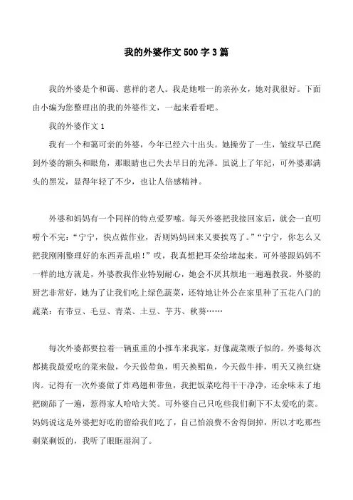我的外婆作文500字3篇