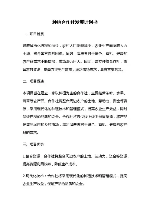 种植合作社发展计划书