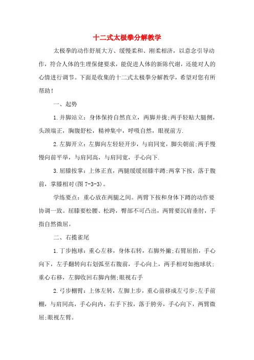 十二式太极拳分解教学