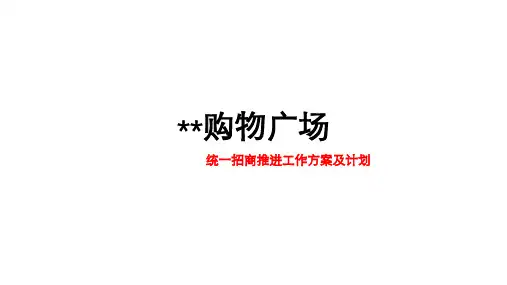 购物广场统一招商推进工作方案及计划