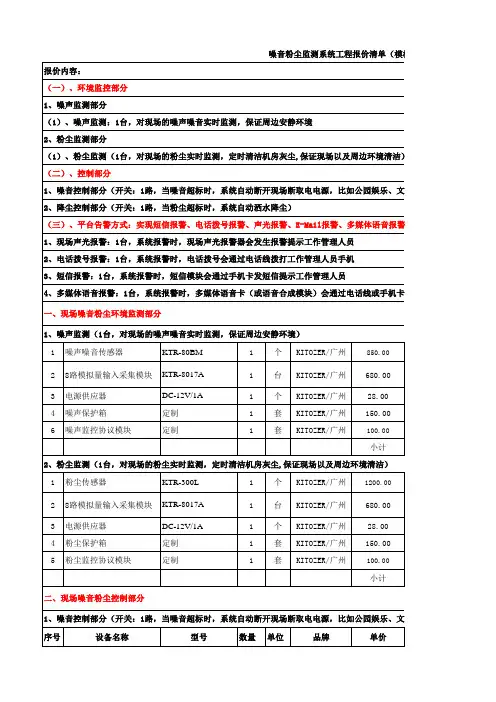 噪音粉尘监测系统工程报价清单(模板)