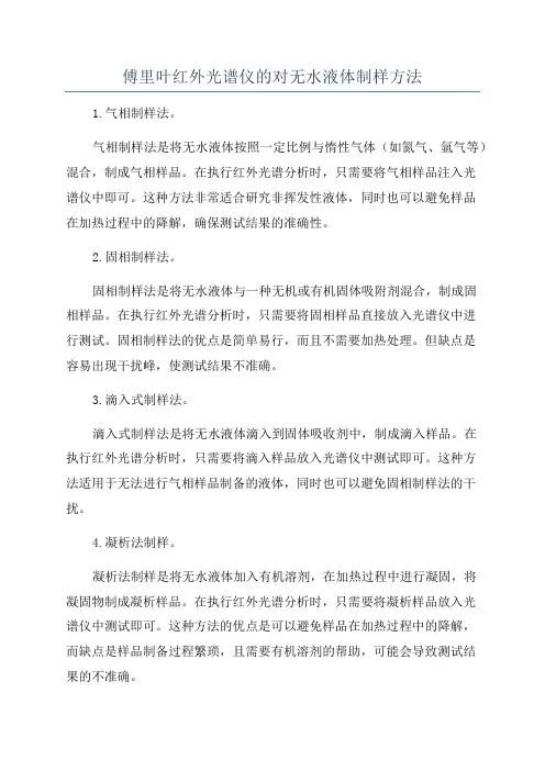 傅里叶红外光谱仪的对无水液体制样方法