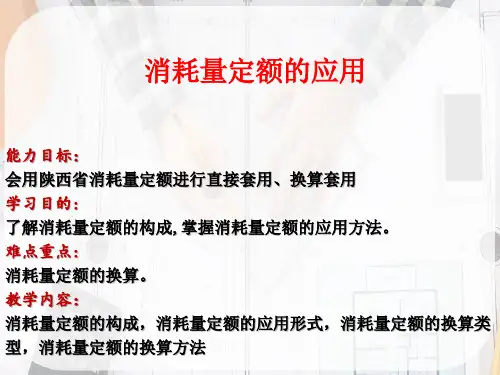 计价文件的编制 消耗量定额的应用