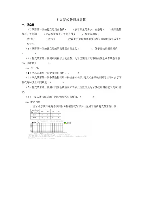2020年人教版数学4年级下册 【同步课时练】8.2复式条形统计图含答案