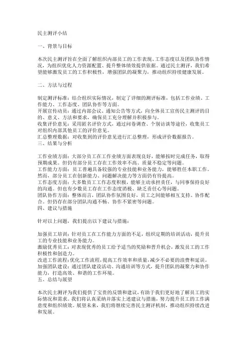 民主测评小结