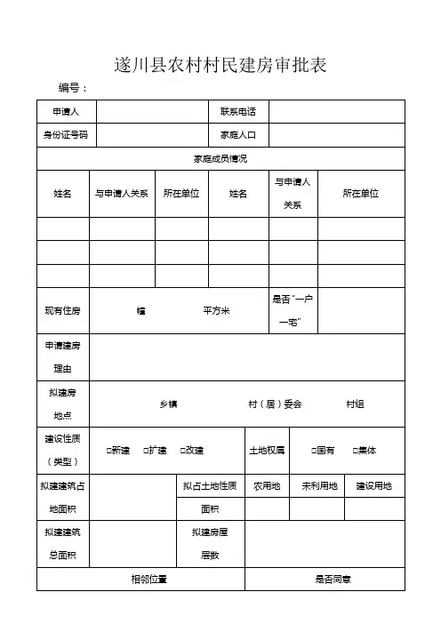 遂川县农村村民建房审批表(完整版)