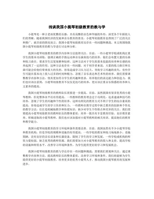 浅谈我国小提琴初级教育的教与学