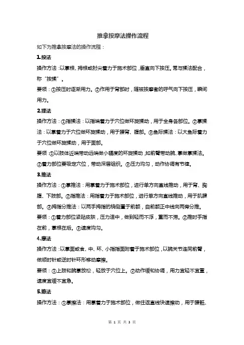 推拿按摩法操作流程
