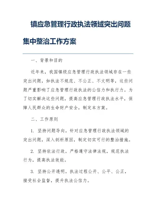 镇应急管理行政执法领域突出问题集中整治工作方案