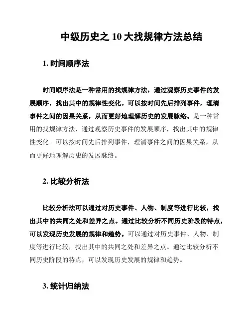 中级历史之10大找规律方法总结