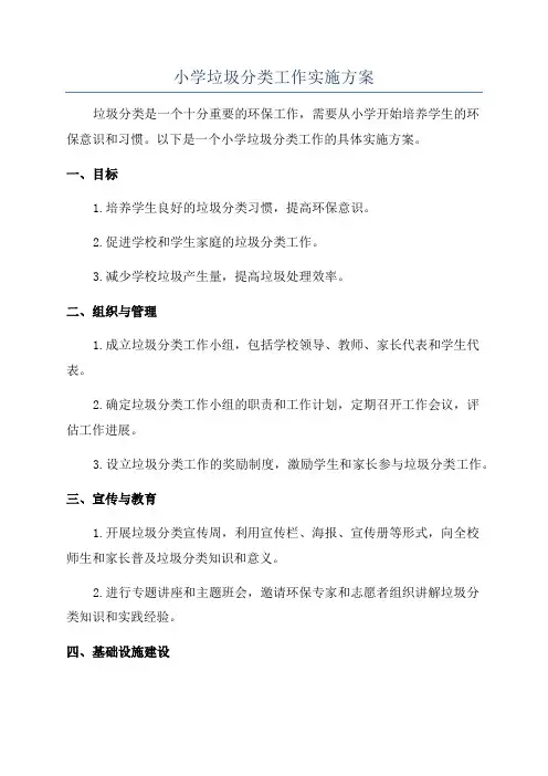 小学垃圾分类工作实施方案