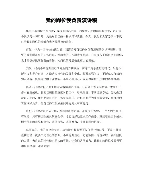 我的岗位我负责演讲稿