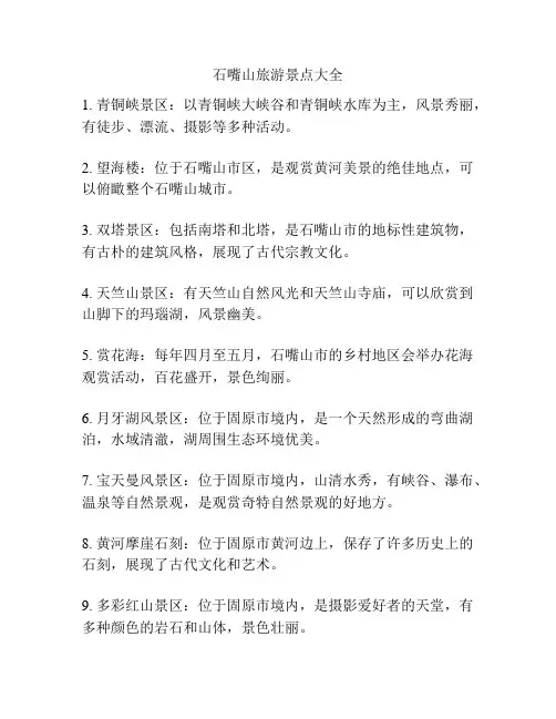 石嘴山旅游景点大全
