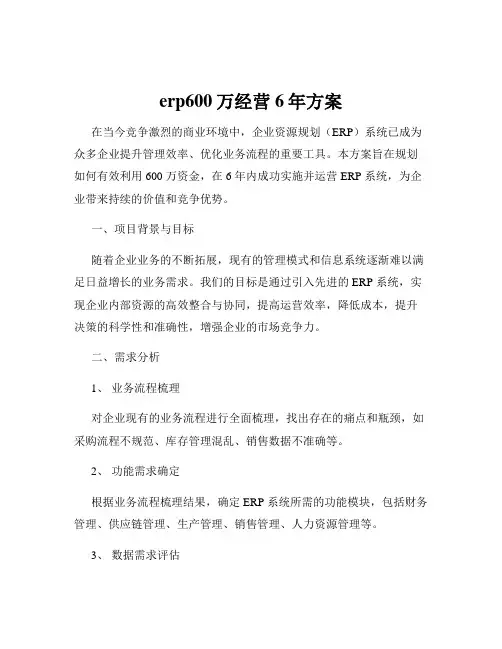 erp600万经营6年方案