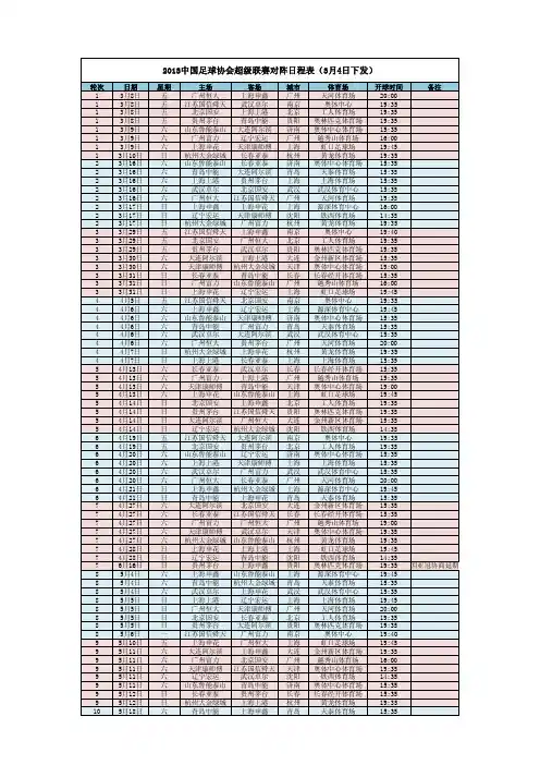 2013中国足球协会超级联赛对阵日程表
