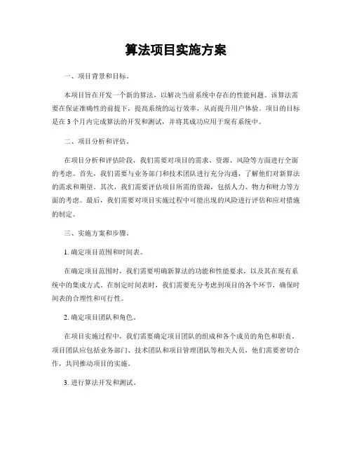 算法项目实施方案