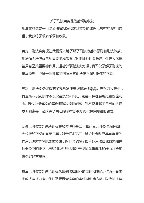 关于刑法实务课的感悟与收获