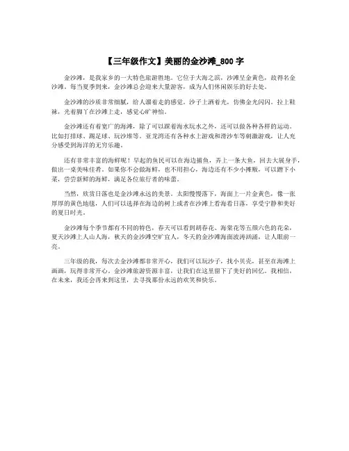 【三年级作文】美丽的金沙滩_800字