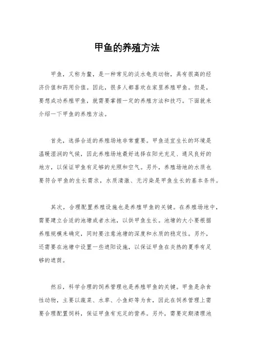 甲鱼的养殖方法