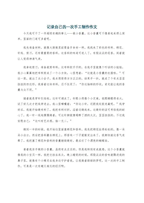 记录自己的一次手工制作作文