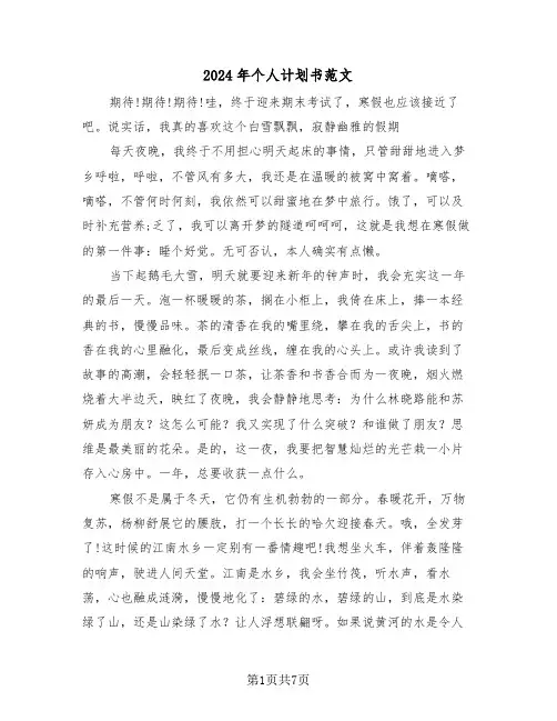2024年个人计划书范文（4篇）