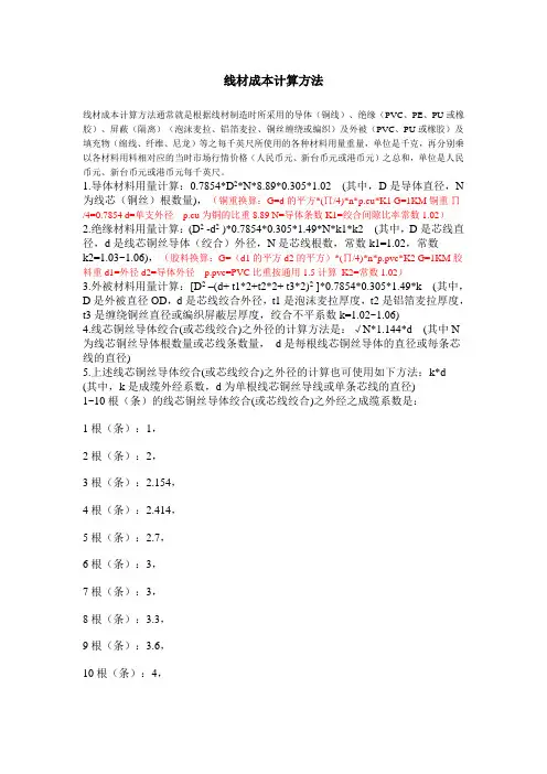 线材成本计算方法