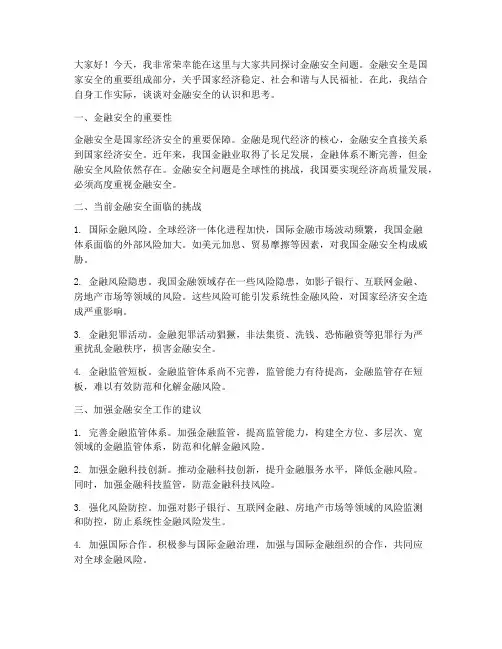 金融安全研讨发言稿范文