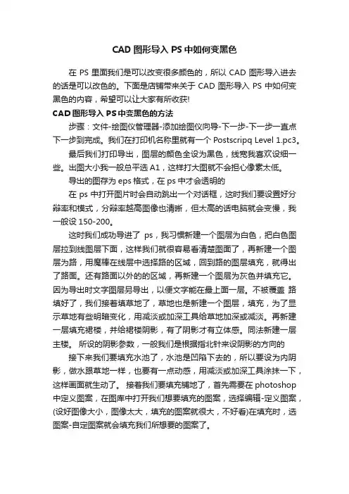 CAD图形导入PS中如何变黑色