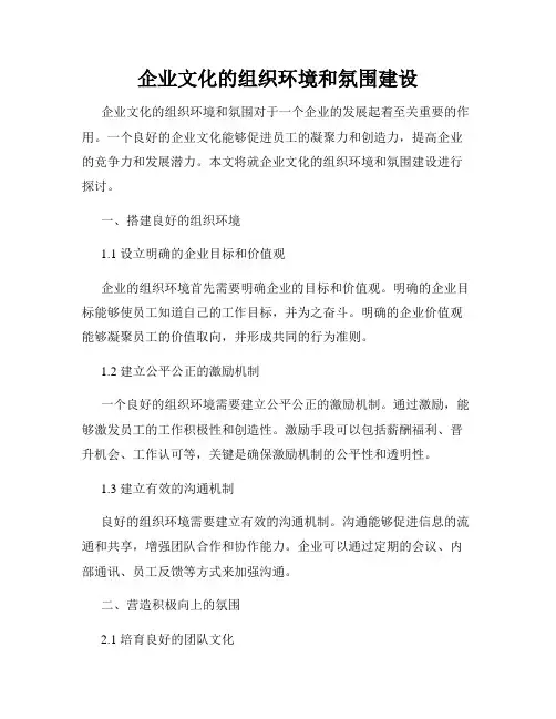 企业文化的组织环境和氛围建设