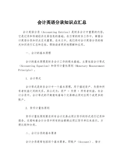 会计英语分录知识点汇总