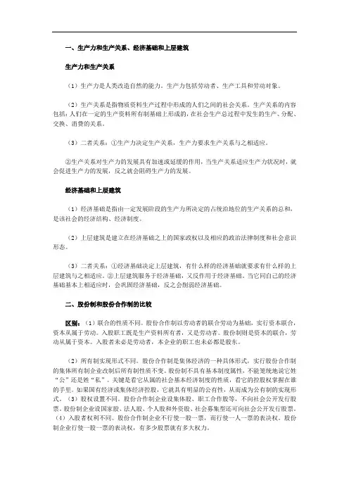 高一政治教案-高一政治生产力和生产关系 精品
