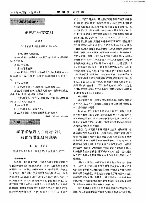 泌尿系结石的非药物疗法及预防措施研究进展