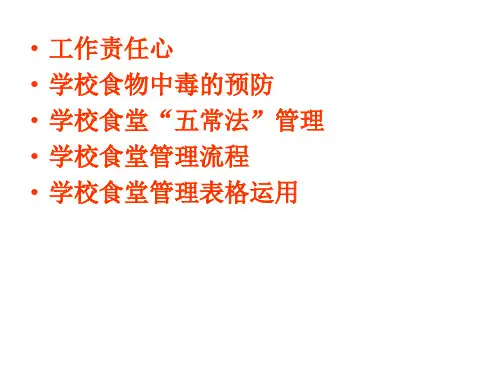 学校食堂卫生安全工作培训 PPT课件