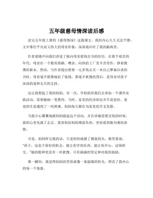 五年级慈母情深读后感