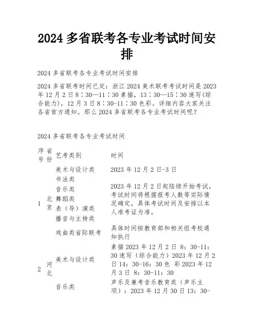 2024多省联考各专业考试时间安排