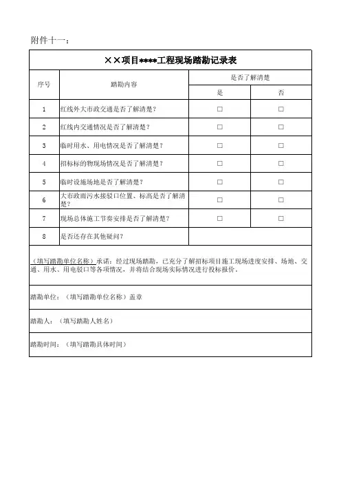现场踏勘记录表