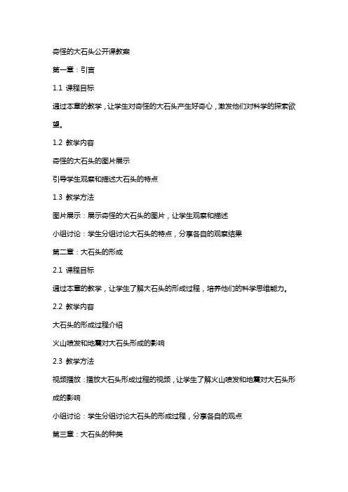 奇怪的大石头公开课教案