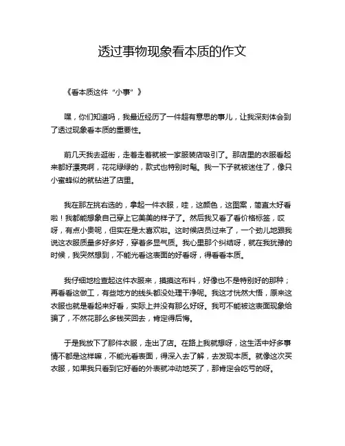 透过事物现象看本质的作文